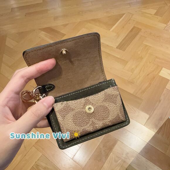 NWT Coach Klare Bag Charm With Signature Canvas Army Green/Tan CCE81 - Picture 2 of 6